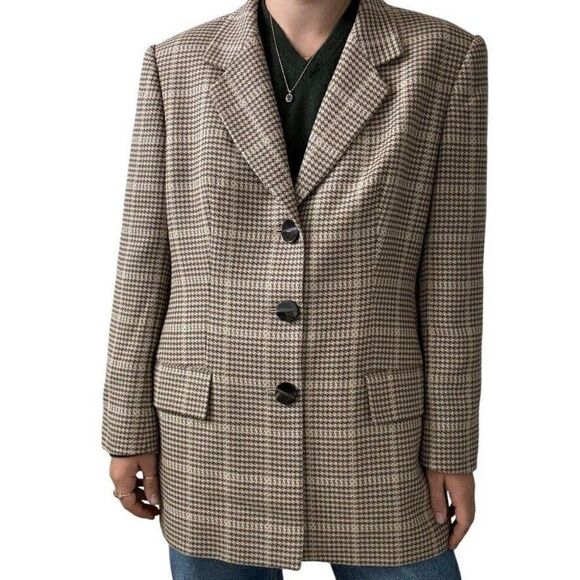 Vintage Womens Escada Brown Wool Cashmere Preppy Academia Blazer Sz 44 - Picture 3 of 11